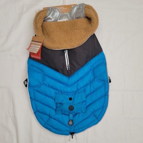 🦮ARCADIA Ultra Adjustable Insulated Coat. Size Large. Blue Silver Black Colors - Picture 3 of 17